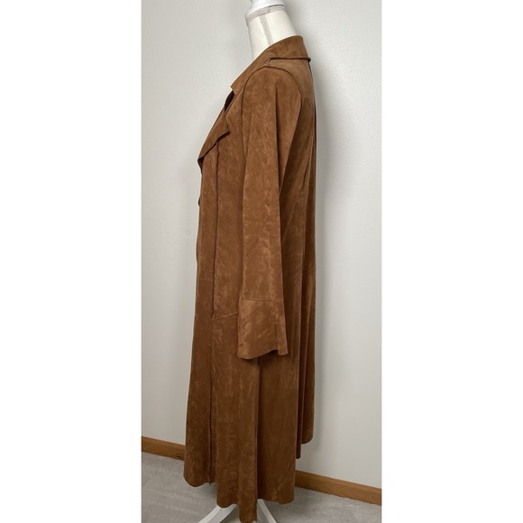 Soft Surroundings Faux Suede Duster Jacket Brown Long Open Front Cardigan SZ XS - Picture 4 of 9
